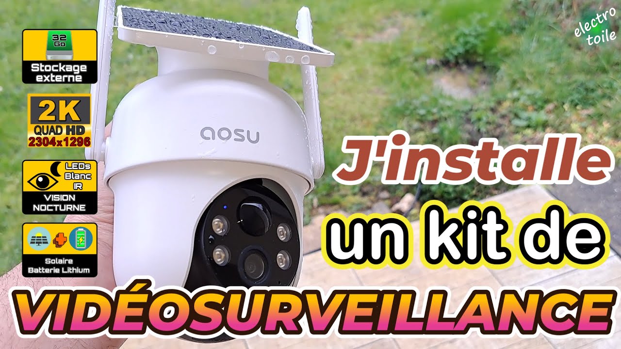 J'installe un kit de vidéosurveillance aosu 👍 2 caméras motorisées solaires avec station de stockage