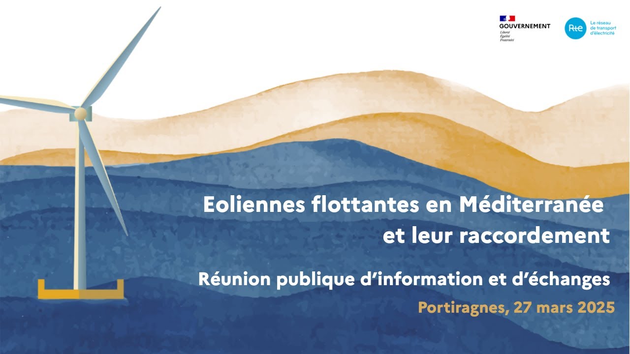 Projet d'éoliennes flottantes en Méditerranée - Réunion publique du 27 mars 2025 à Portiragnes