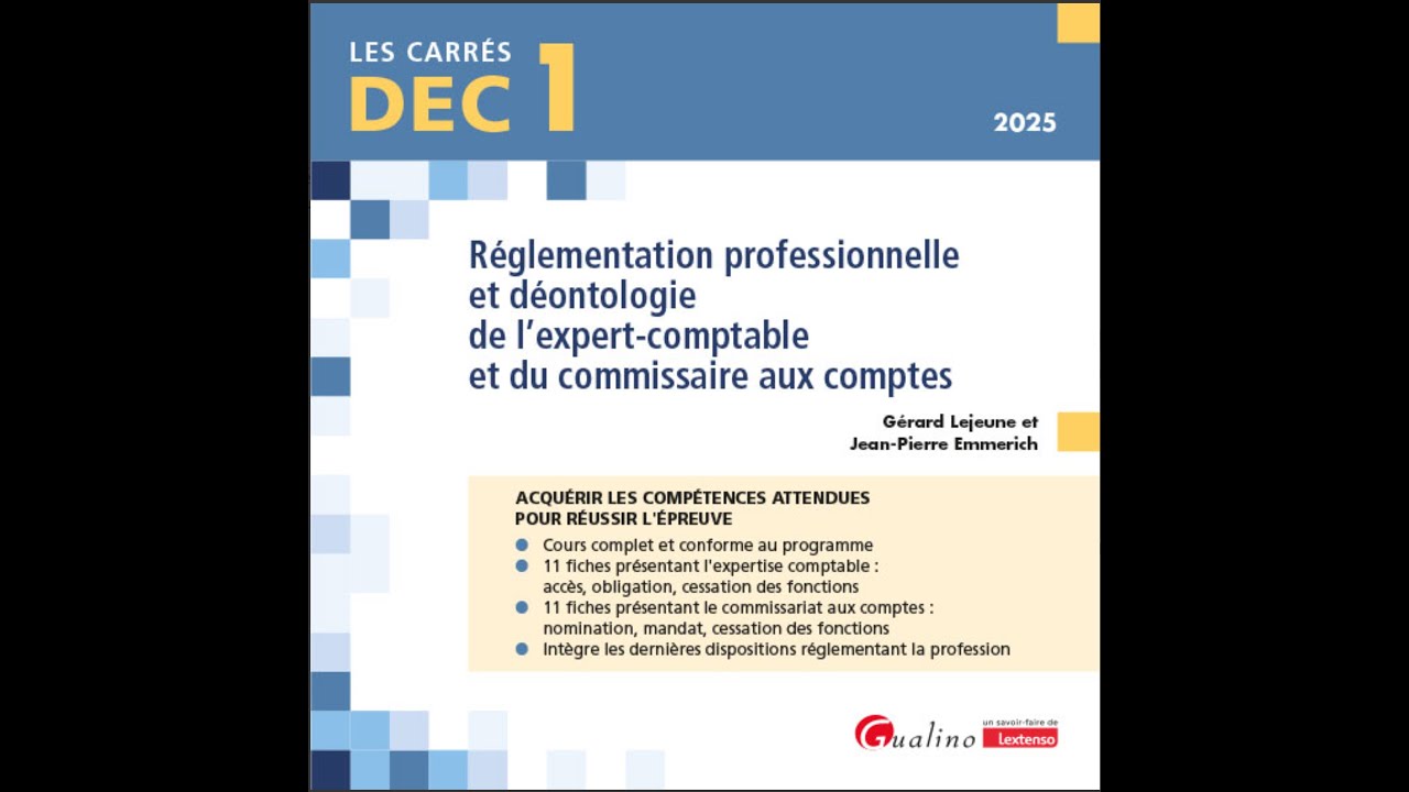 DEC 1 - Réglementation et Déontologie : Fiche 1 (Audio-Learning) | Expert-Comptable 2.0